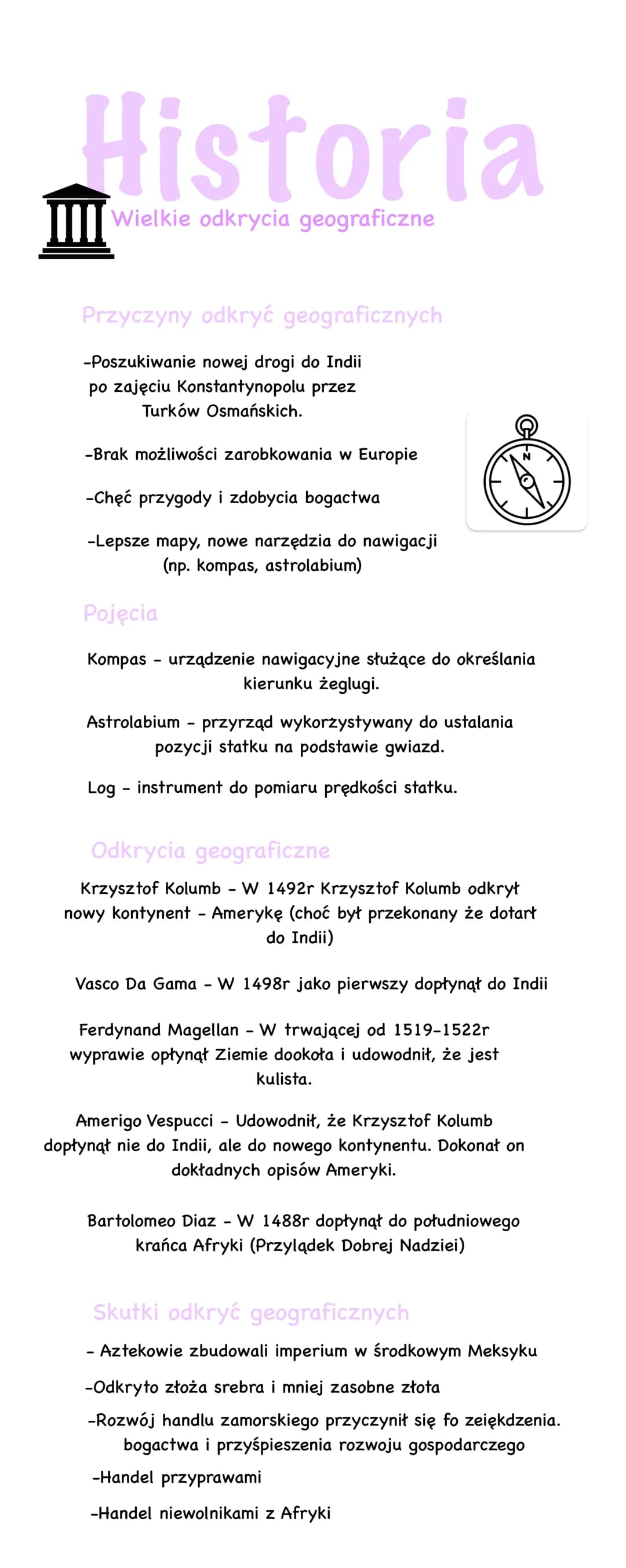 Historia
Wielkie odkrycia geograficzne
Przyczyny odkryć geograficznych
-Poszukiwanie nowej drogi do Indii
po zajęciu Konstantynopolu przez
T