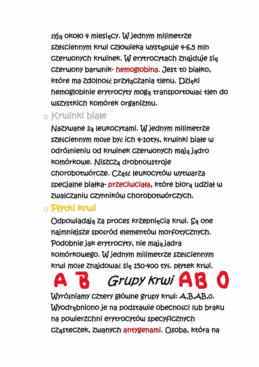 Biologia
Budowa i funkcje krwi
1. Funkcje krwi:
-dostarcza tlen i substancje odżywcze do wszystkich
komórek organizmu,
-odbiera z komórek dw