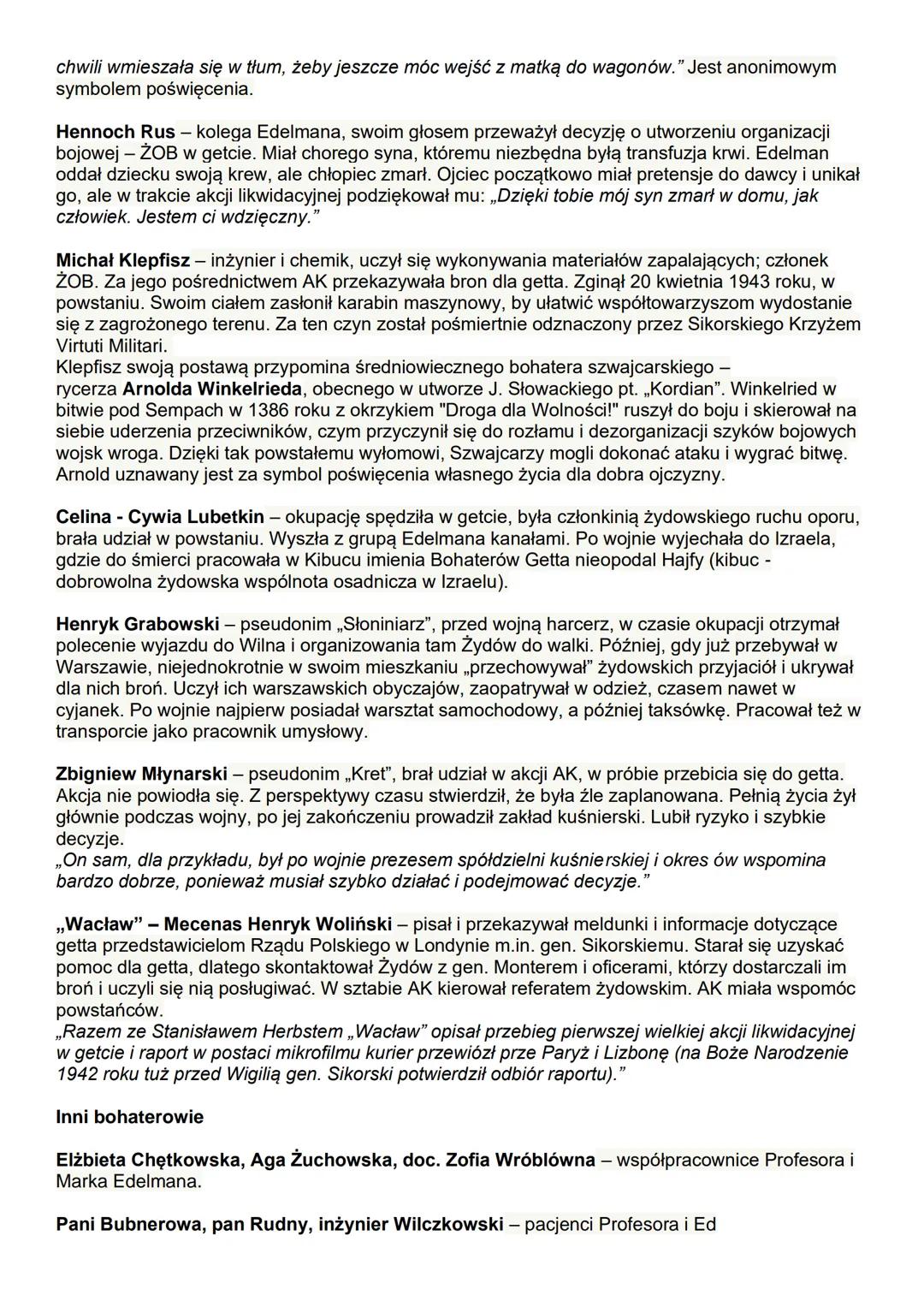 # ZDĄŻYĆ PRZED PANEM BOGIEM

Charakterystyka bohaterów
Bohater zbiorowy
Ofiary holokaustu oraz polegli w trakcie powstania w getcie warszaws