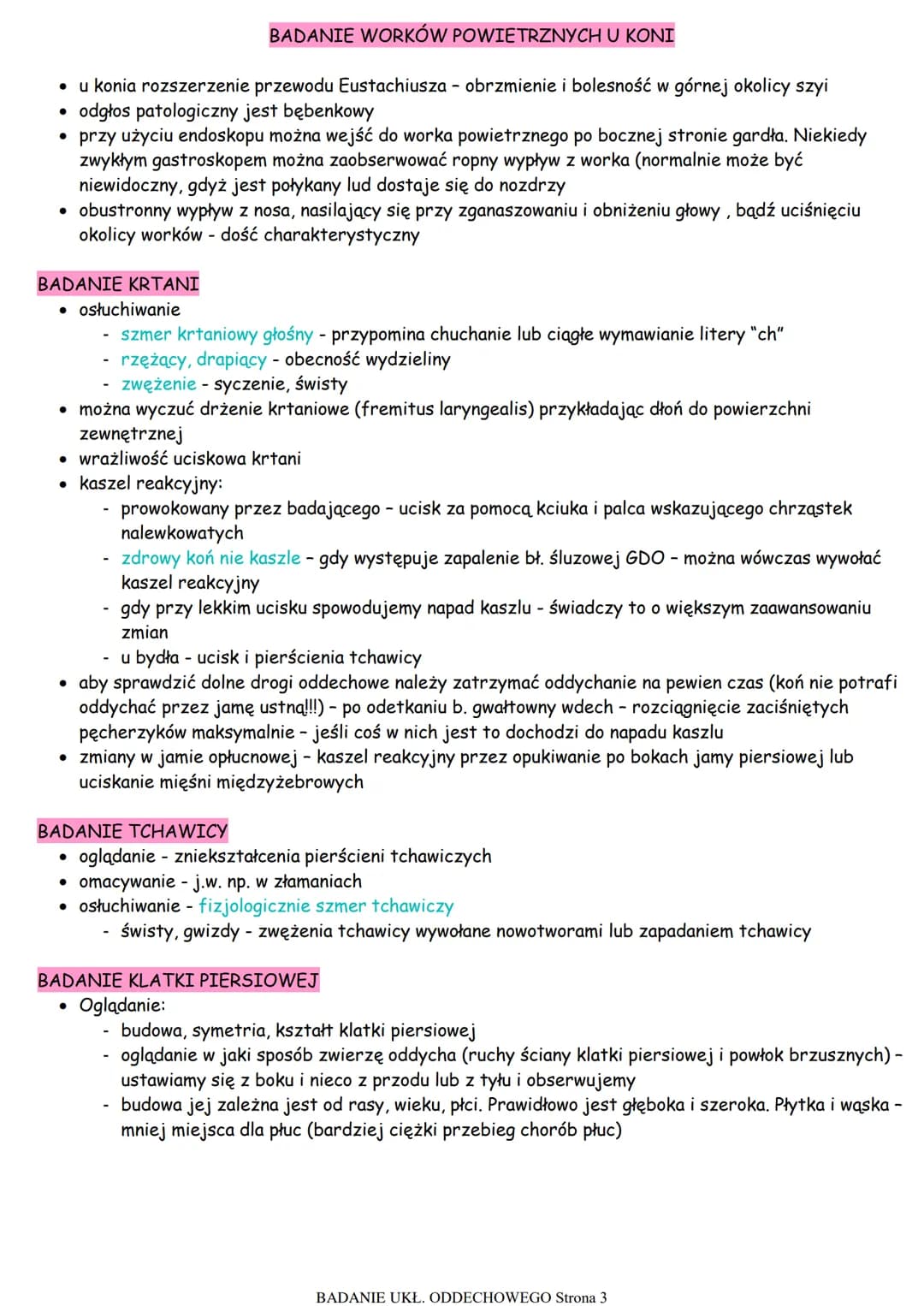 GDO- górne drogi oddechowe to:
● nos
• zatoki
● krtań
• worki powietrzne u jednokopytnych
• tchawica
BADANIE NOSA
• Ocena wydychanego powiet