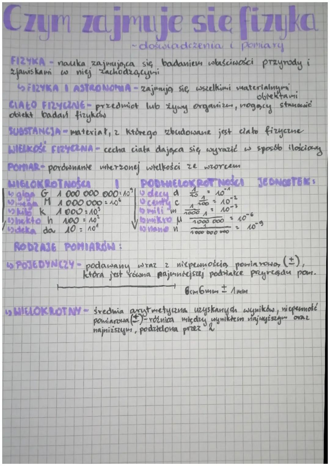 Czym zajmuje się fizyka. Doświadczenia i pomiary. 
