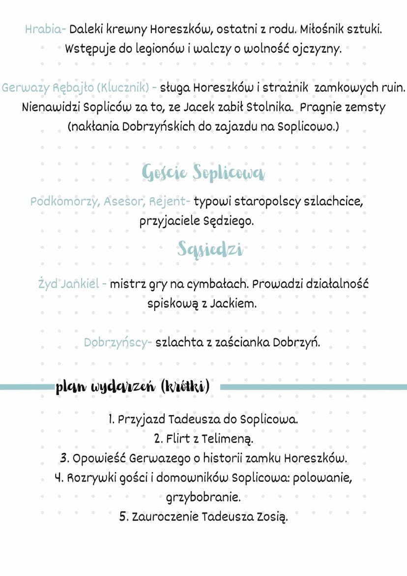 PAN TADEUSZ
ADAM MICKIEWICZ
GATUNEK: epopeja
RODZAJ:epika
●
●
bohaterowie
BR
●
czas i miejsce akcji
Czas: rozpoczyna się latem 1811 roku (ob