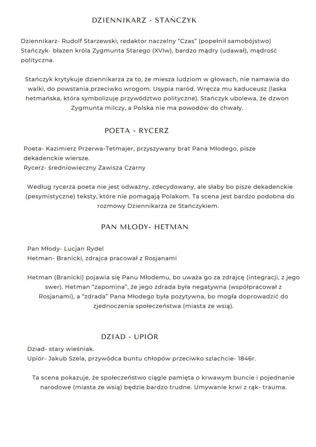 WSTĘP
"Wesele składa się z 3 aktów, akt I pokazuje stosunki między inteligencją, a
chłopami (miasto- wieś). Sceny z aktu I mają charakter re