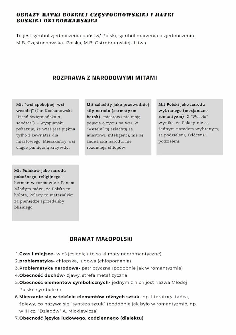 WSTĘP
"Wesele składa się z 3 aktów, akt I pokazuje stosunki między inteligencją, a
chłopami (miasto- wieś). Sceny z aktu I mają charakter re