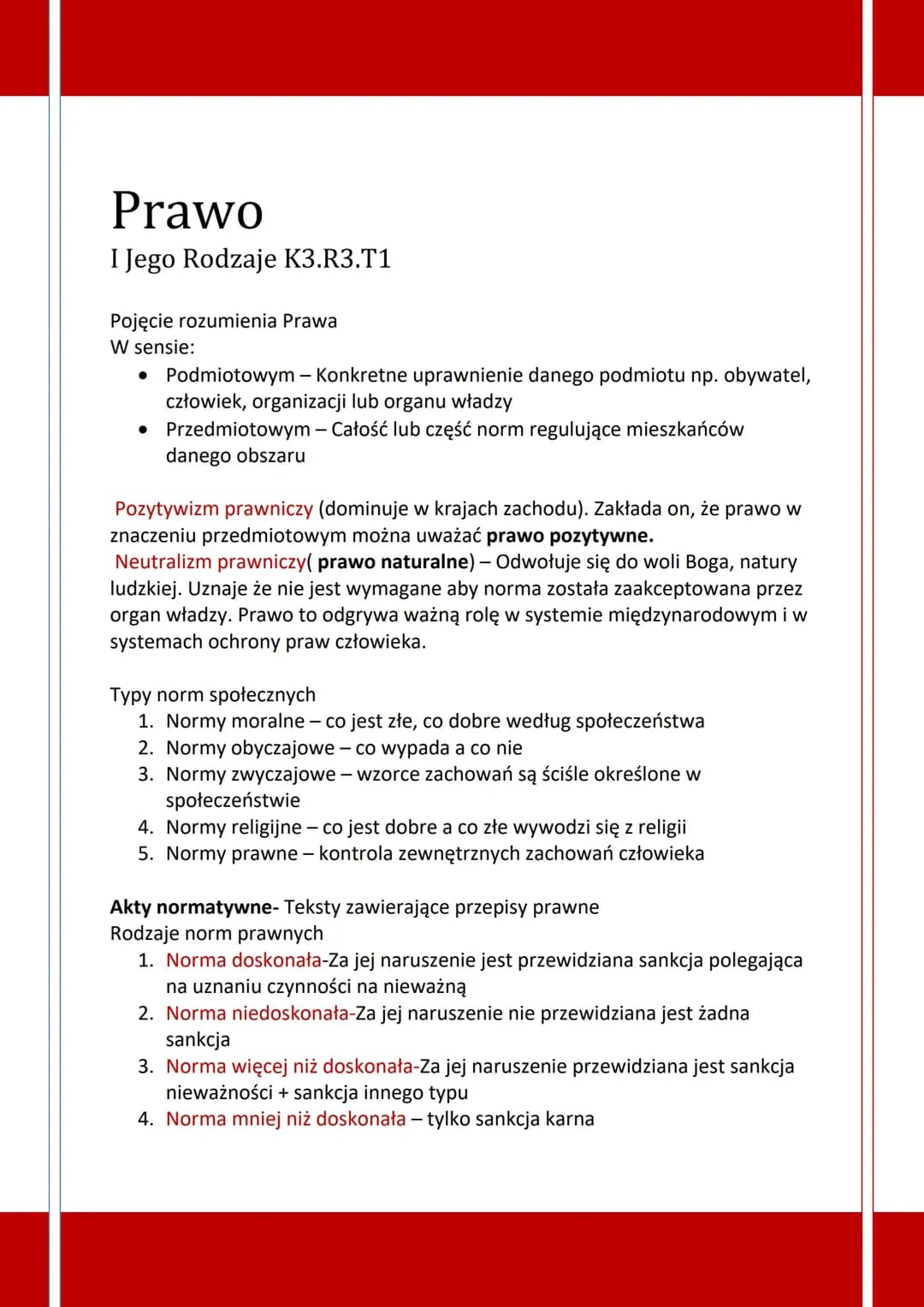 WOS. Prawo i jego rodzaje 