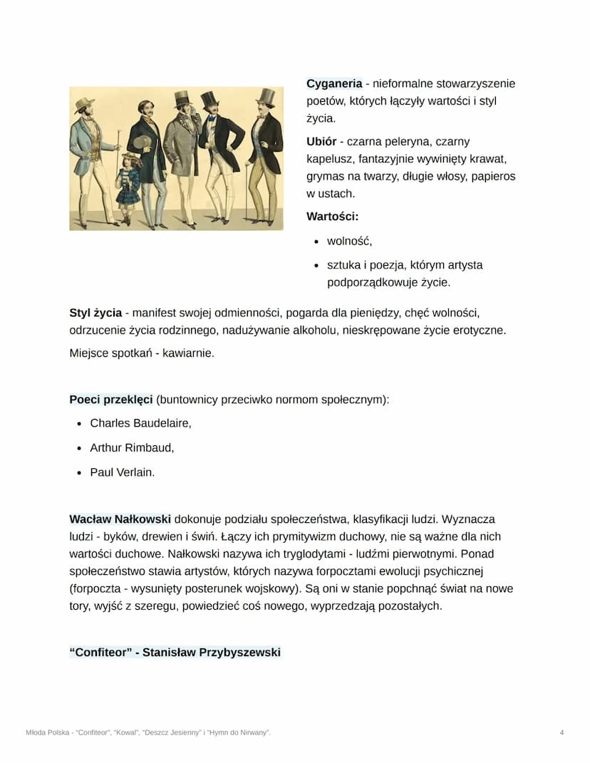 Młoda Polska - "Confiteor",
"Kowal", "Deszcz Jesienny" i
"Hymn do Nirwany".
Próba przełamania nastrojów dekadenckich w liryce Kazimierza
Prz