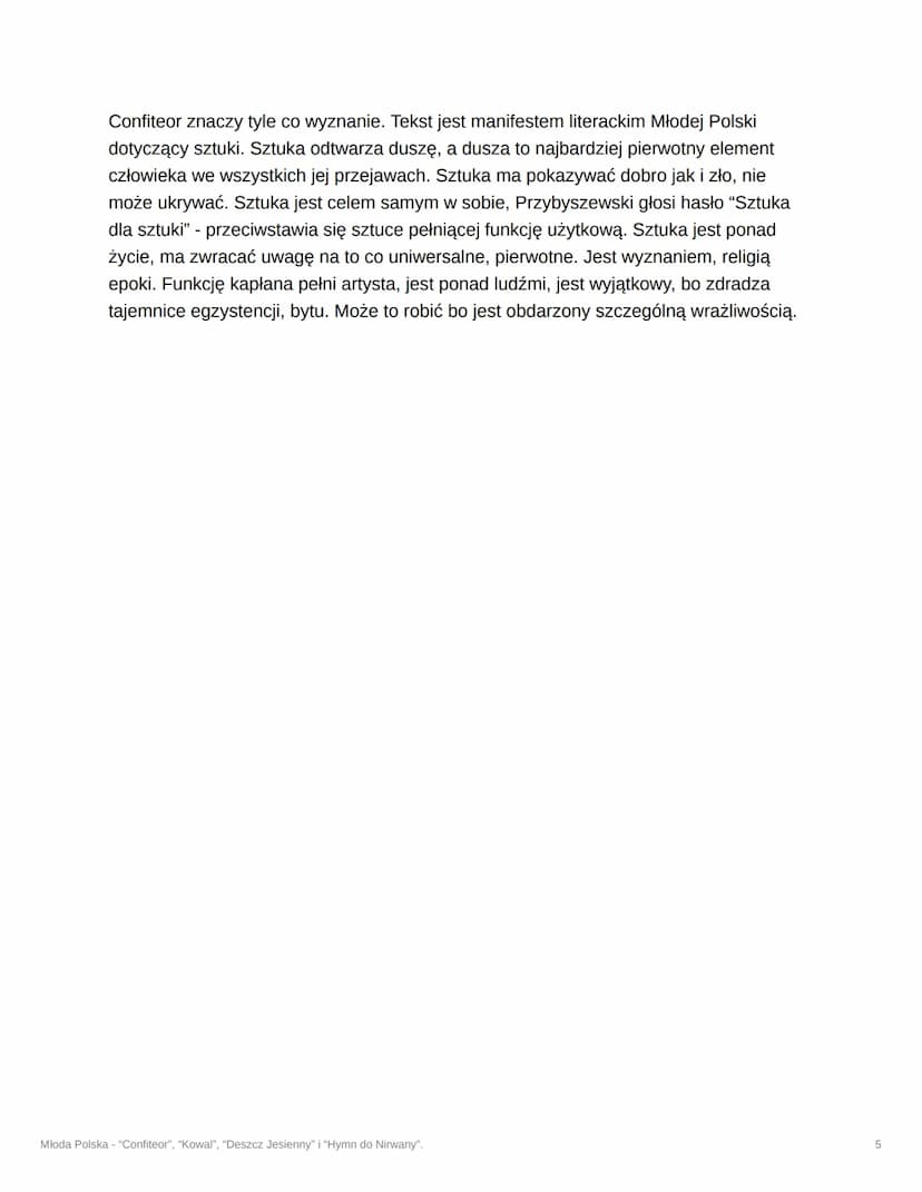 Młoda Polska - "Confiteor",
"Kowal", "Deszcz Jesienny" i
"Hymn do Nirwany".
Próba przełamania nastrojów dekadenckich w liryce Kazimierza
Prz
