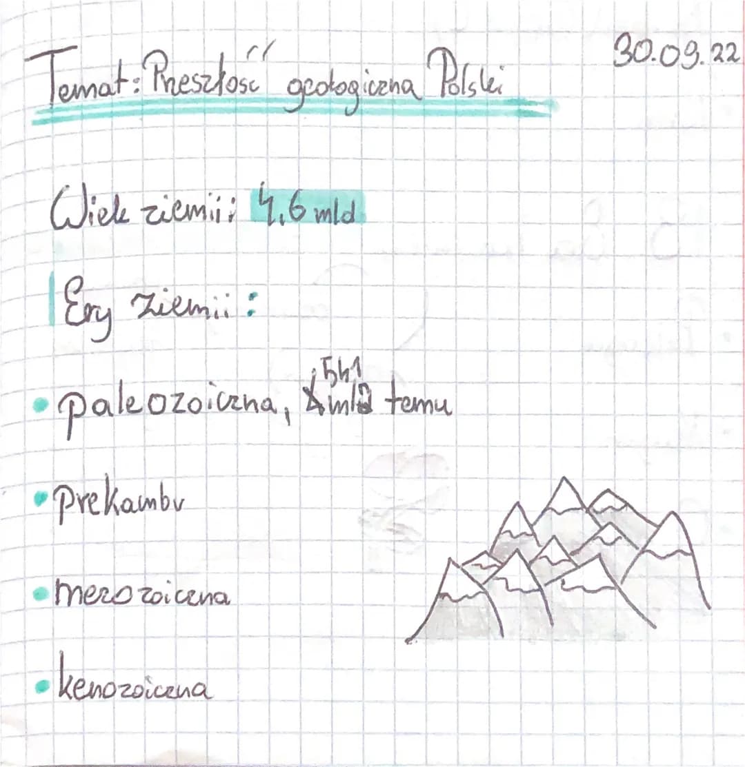 Temat: Przeszłość geologiczna Polski
Wiek ziemii: 4.6 mld.
Ery Ziemii:
561
paleozoiczna, Amla temu
•Prekambu
•Merozoicena.
• kenozoicena
30.