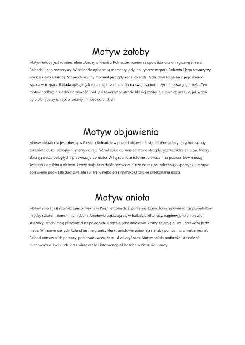 Pieśń o Rolandzie-motywy
Motyw wojny
"Pieśń o Rolandzie" to starofrancuski epos rycerski, który opowiada o wojnie pomiędzy chrześcijańskimi
