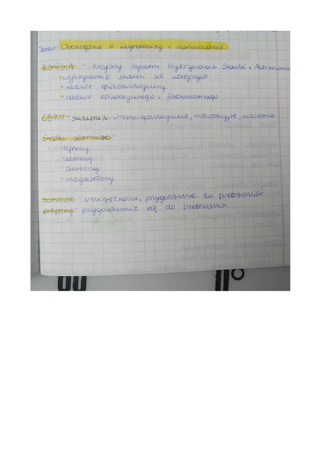ostrzeganie o zagrożeniu i alarmowanie