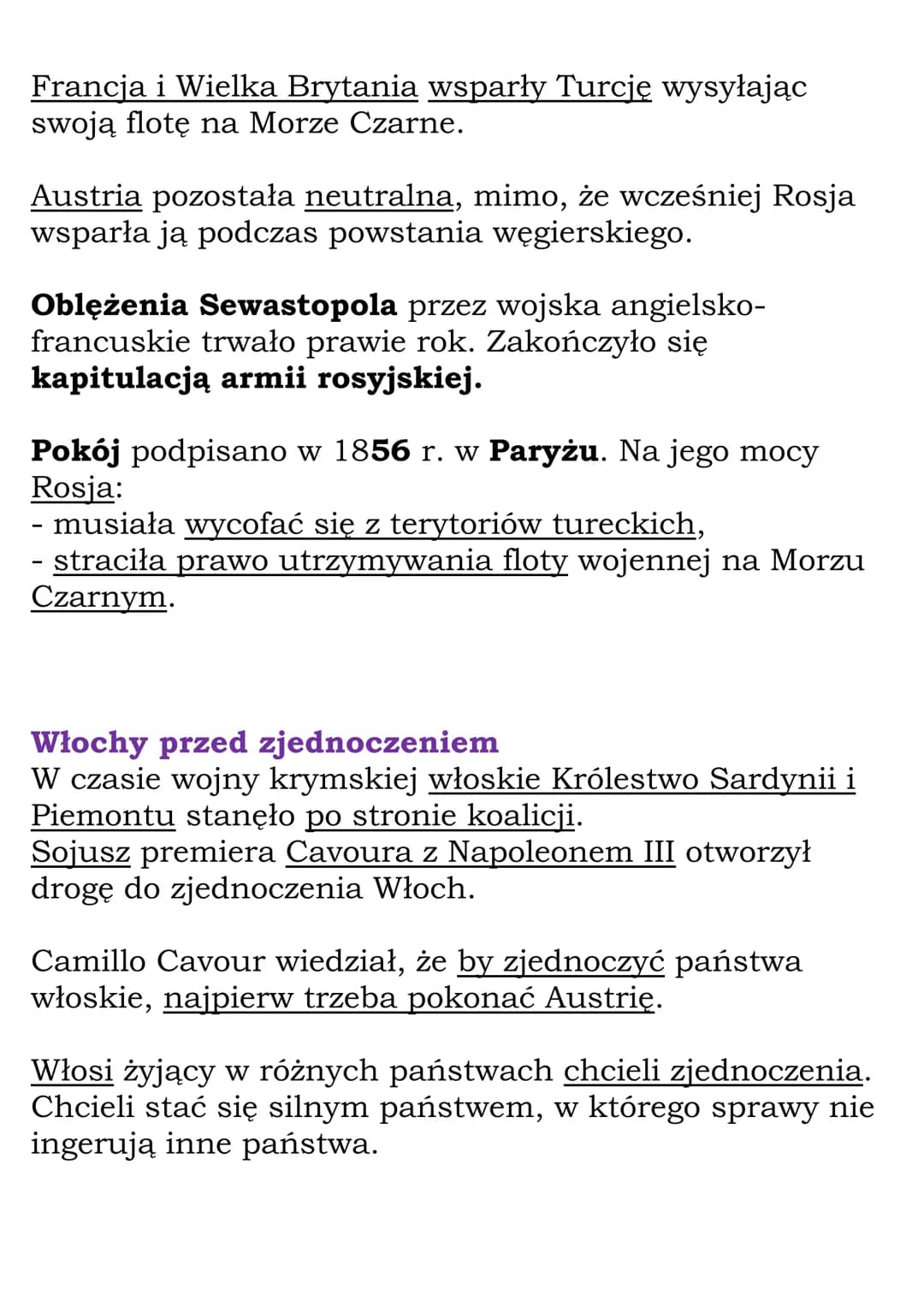 Druga połowa XIX wieku
Dział II, Część 1 (lekcje 10-13)
Kl 7, WSiP
Zjednoczenie Włoch
Wojna krymska i rozpad Świętego Przymierza
Od kongresu