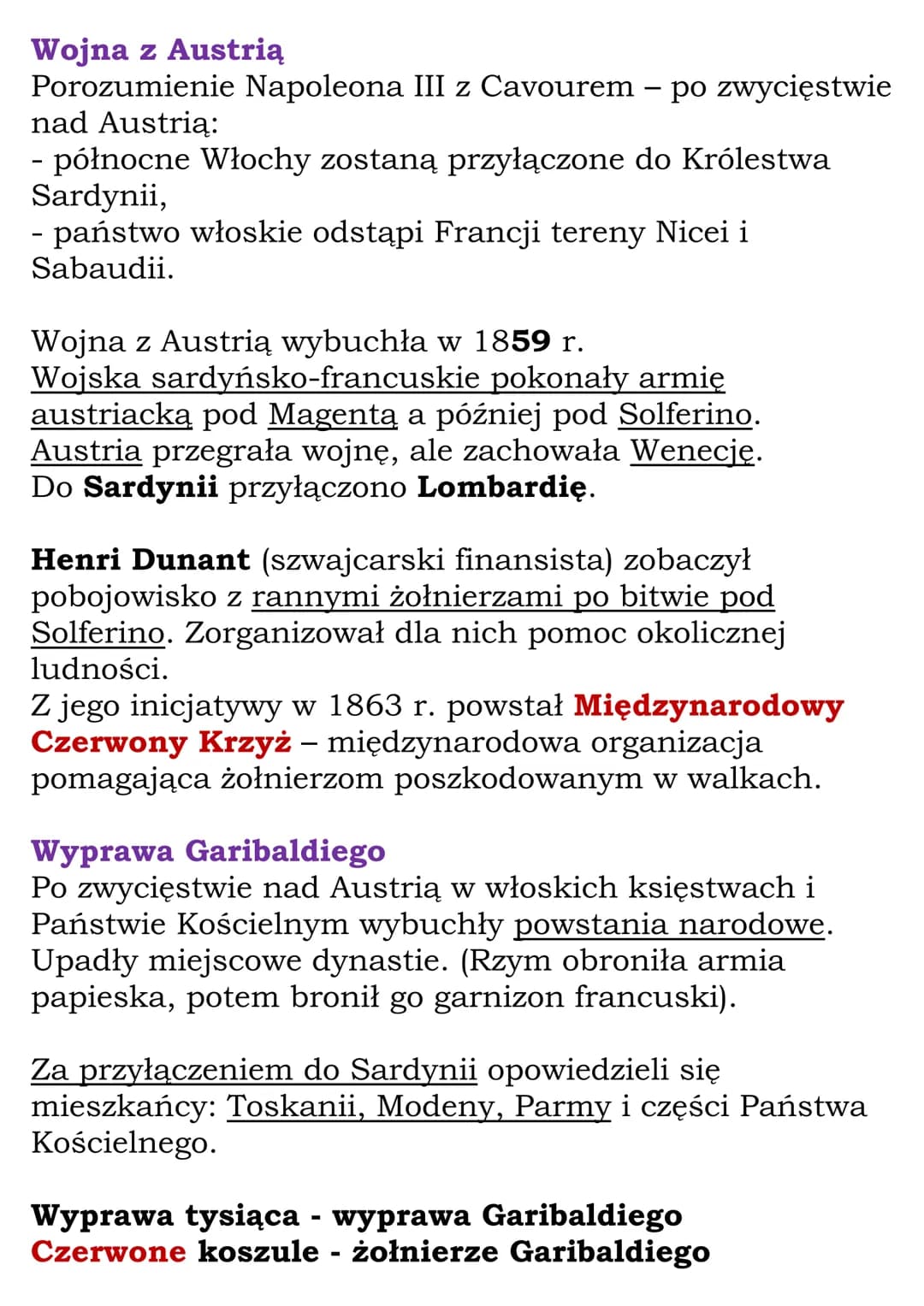 Druga połowa XIX wieku
Dział II, Część 1 (lekcje 10-13)
Kl 7, WSiP
Zjednoczenie Włoch
Wojna krymska i rozpad Świętego Przymierza
Od kongresu