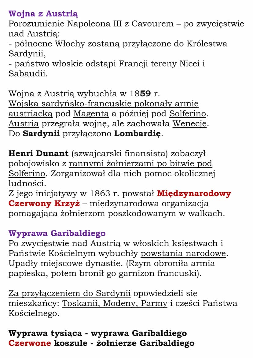 Druga połowa XIX wieku
Dział II, Część 1 (lekcje 10-13)
Kl 7, WSiP
Zjednoczenie Włoch
Wojna krymska i rozpad Świętego Przymierza
Od kongresu