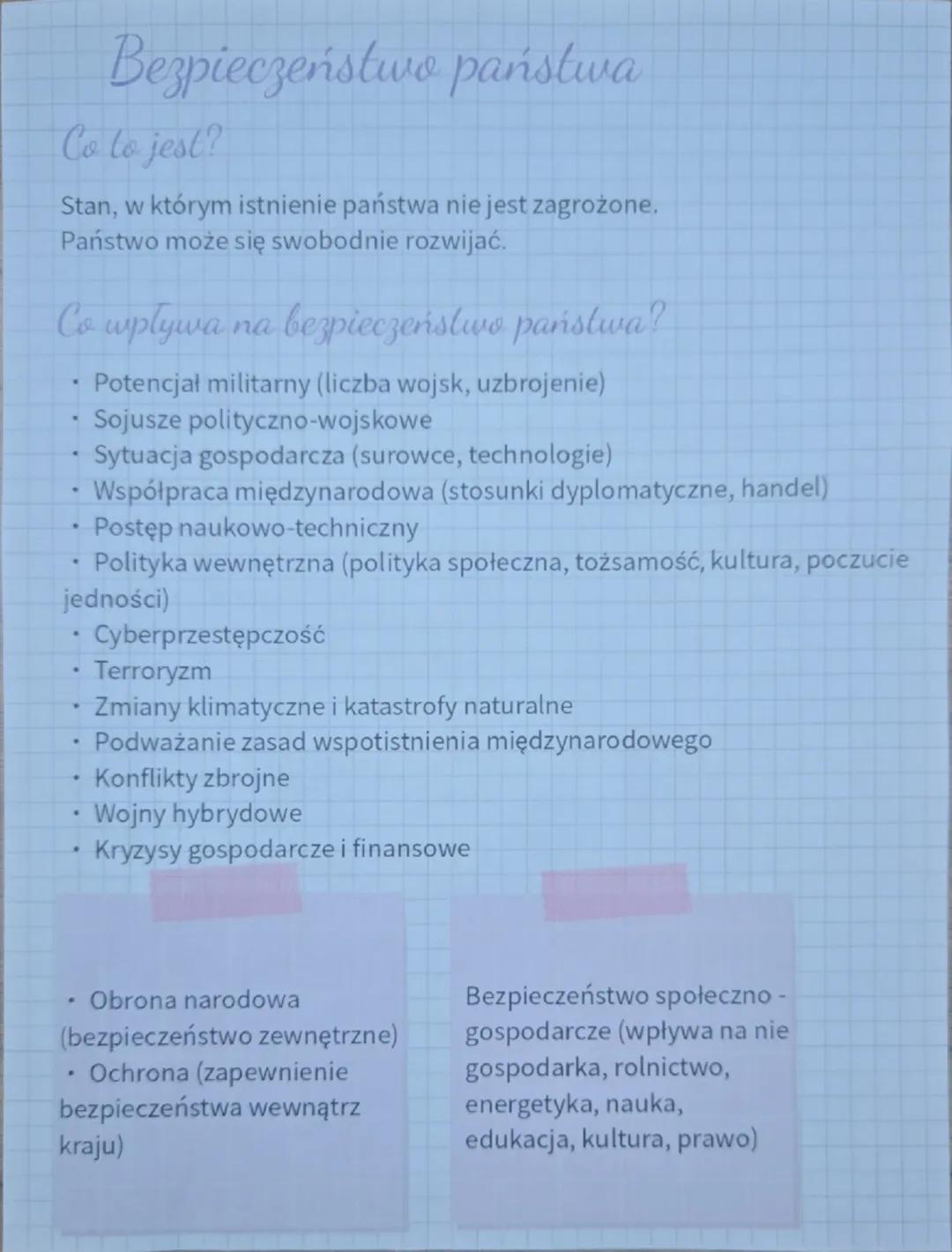 Bezpieczny obywatel, bezpieczne państwo
Co to jest bezpieczeństwo?
To brak zagrożeń, stan, w którym komuś (np. człowiekowi, rodzinie,
państw