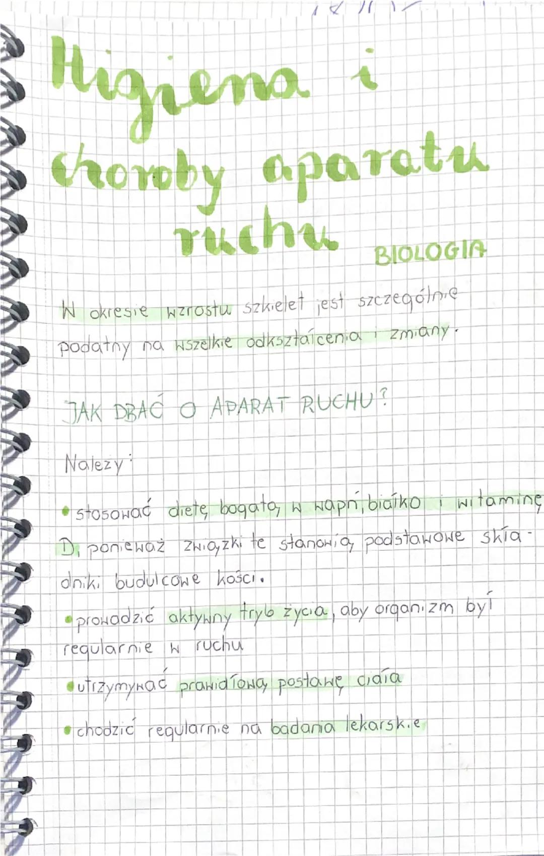 Higiena
choroby aparatu
ruchu
BIOLOGIA
W okresie wzrostu szkielet jest szczególnie
podatny na wszelkie odkształcenia zmiany.
JAK DRAC O APAR