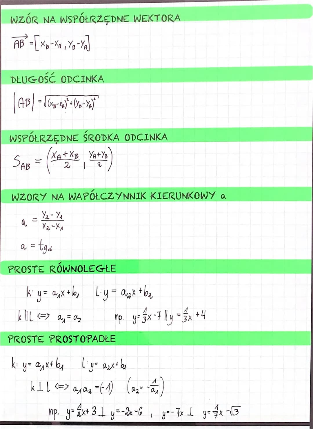 WZÓR NA WSPÓŁRZĘDNE WEKTORA
AB-[%-%Y-%
=
DŁUGOŚĆ ODCINKA
|AB| = √(<g-KA)*+ (Y» - )*'*
WSPÓŁRZĘDNE ŚRODKA ODCINKA
XA+XB YA+YB
SAB = (Katke, Y