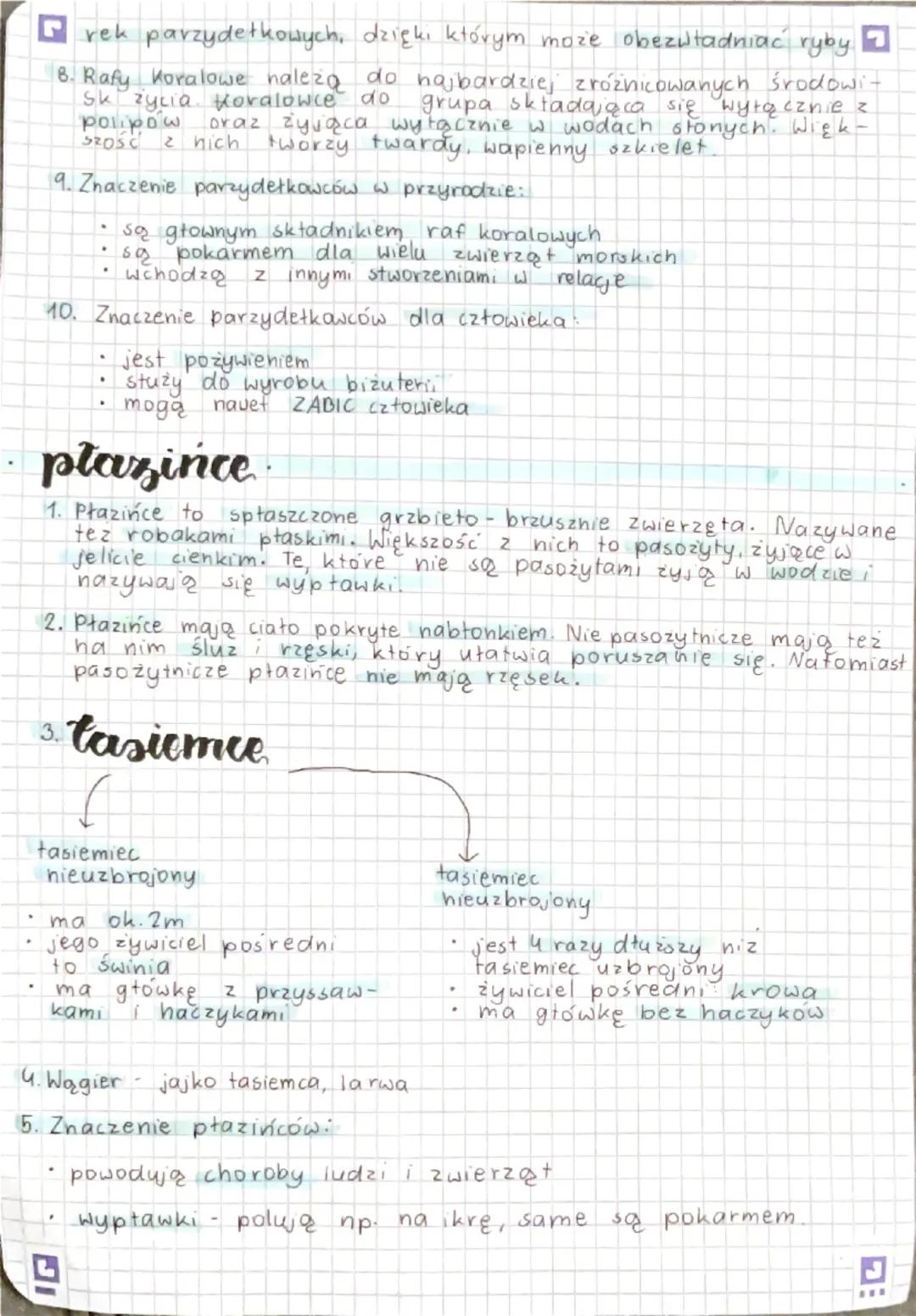 # Biologier

1.  Parzydełkowce są najprostrzymi zymi organizmami tkankowymi. Zyją
wyłącznie w środowisku wudnym, najczęściej w morzach i oce