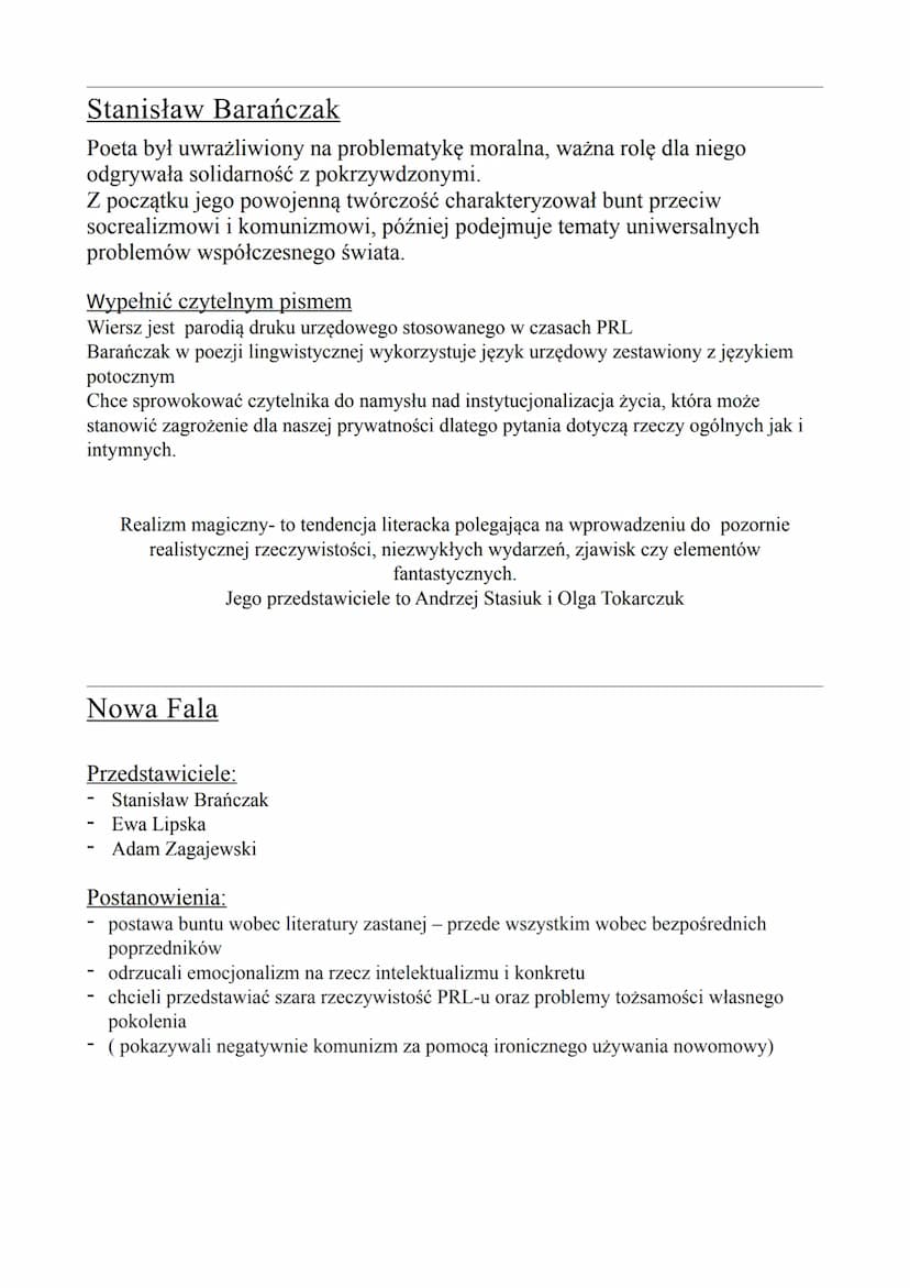 Współczesność
OD 1945 AŻ DO DZIŚ
Jedyna obowiązująca ,,twórczość" to socrealizm
Powielany schemat miał zastąpić osobistą ekspresję uczuć.
(u