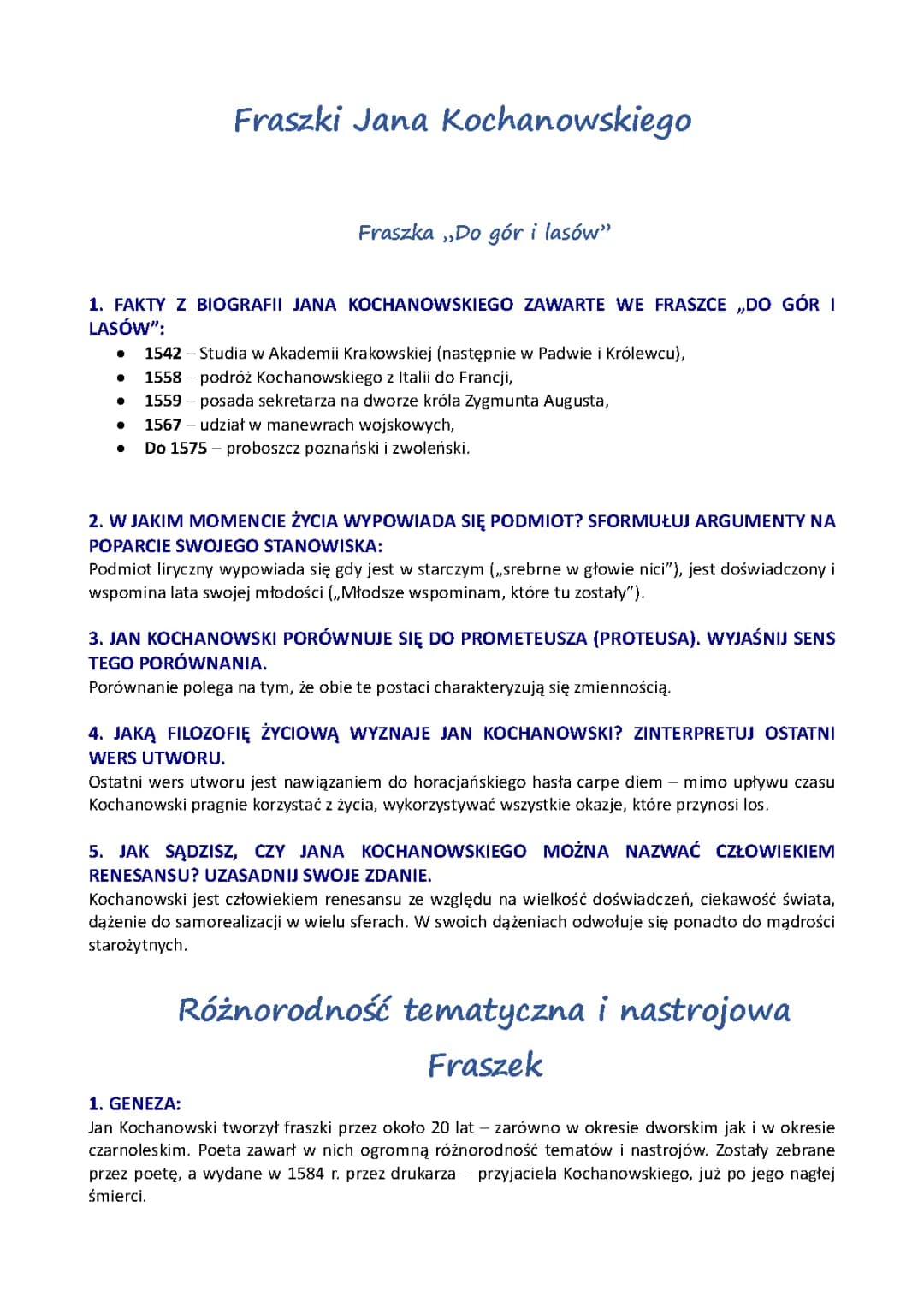 Najpopularniejsze fraszki Jana Kochanowskiego - Przykłady i analiza