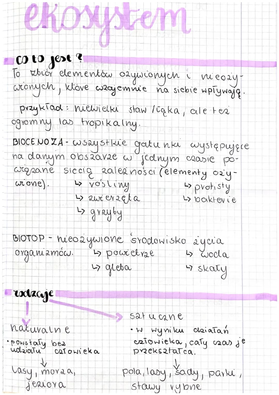 ekosystem
co to jest ?
To zbior elementów ożywionych i micozy-
wronych, które wzajemnie na siebie wpływają.
przykład: niewielki staw /cąka, 