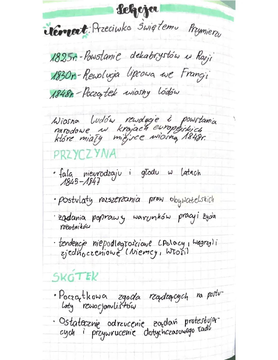 Historia klasy 7: Przeciwko Świętemu Przymierzu - notatka