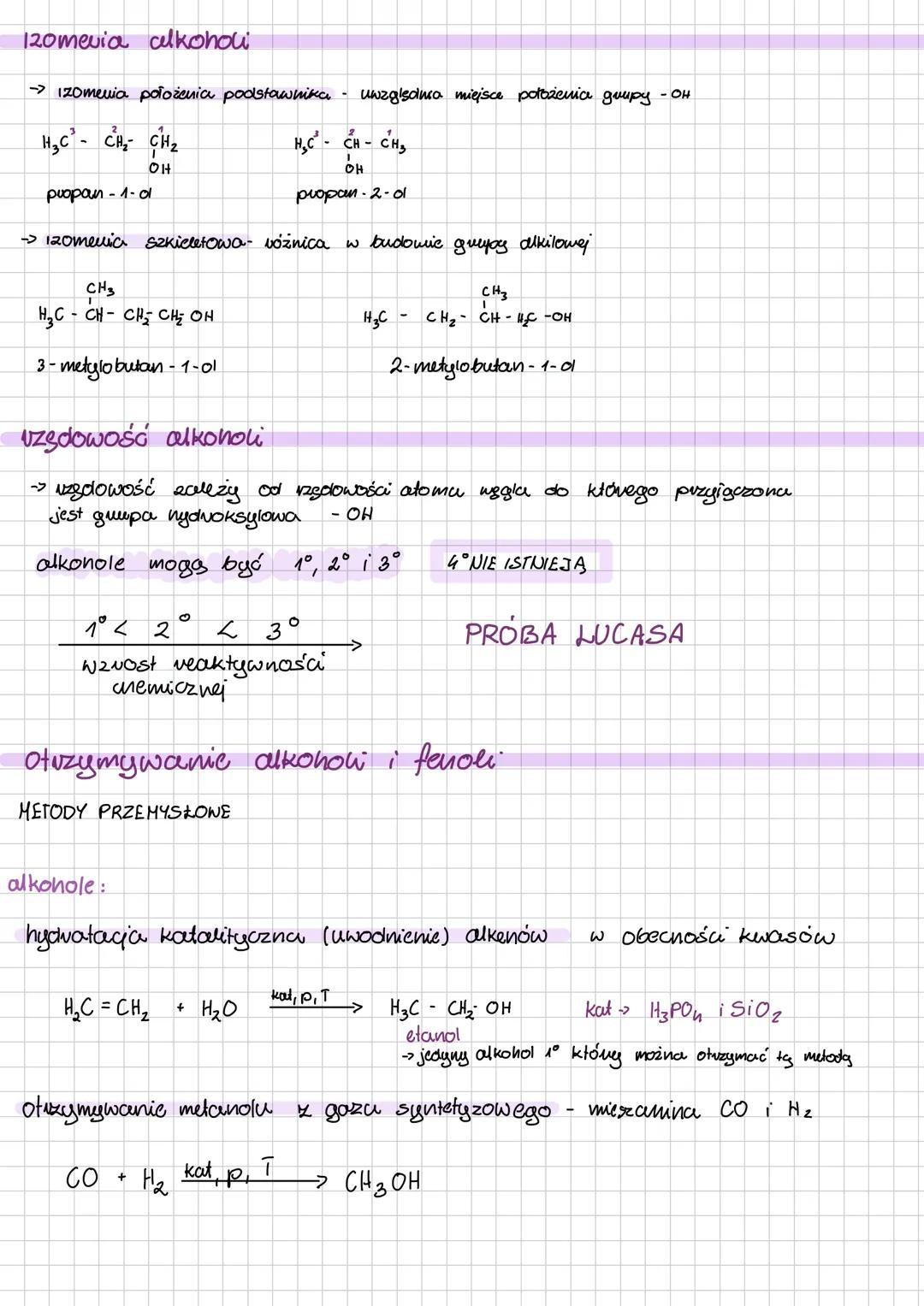 hydroksylowe pochodne węglowodorów
ALKOHOLE
monohydroksylowe
jedna guupa - OH
W cząsteczce
H₂C-OH
metanol
polinydvoksylowe
co najmniej 2 gru