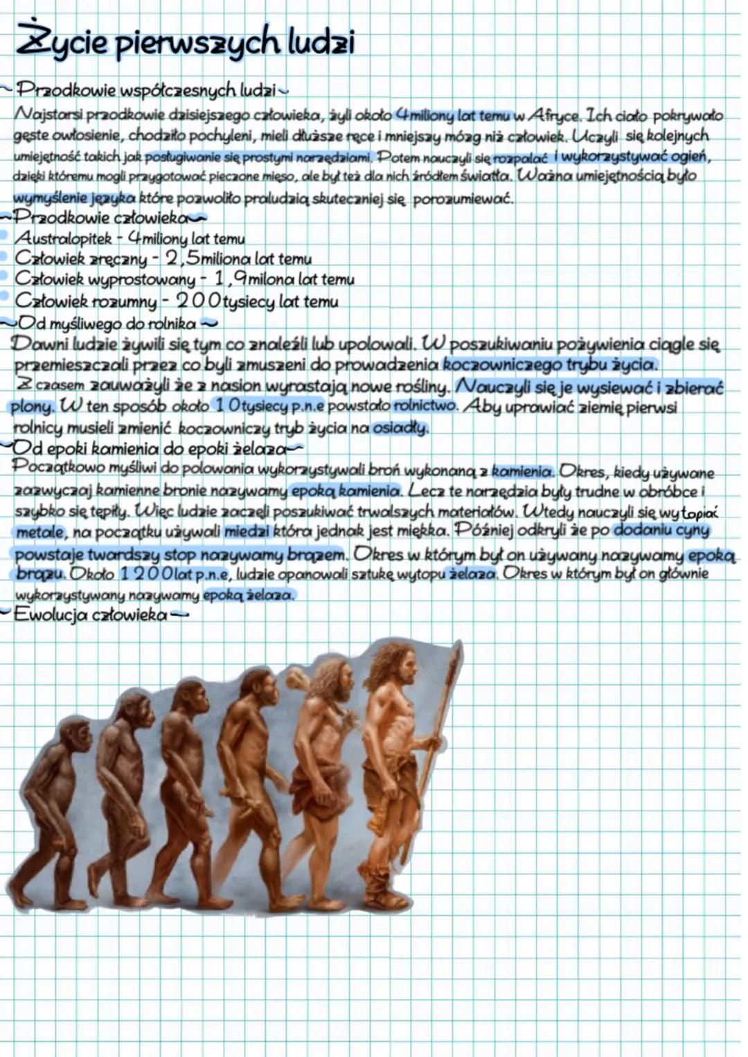 # Życie pierwszych ludzi

-Przodkowie współczesnych ludzi

Najstarsi przodkowie dzisiejszego człowieka, żyli około 4 miliony lat temu w Afry