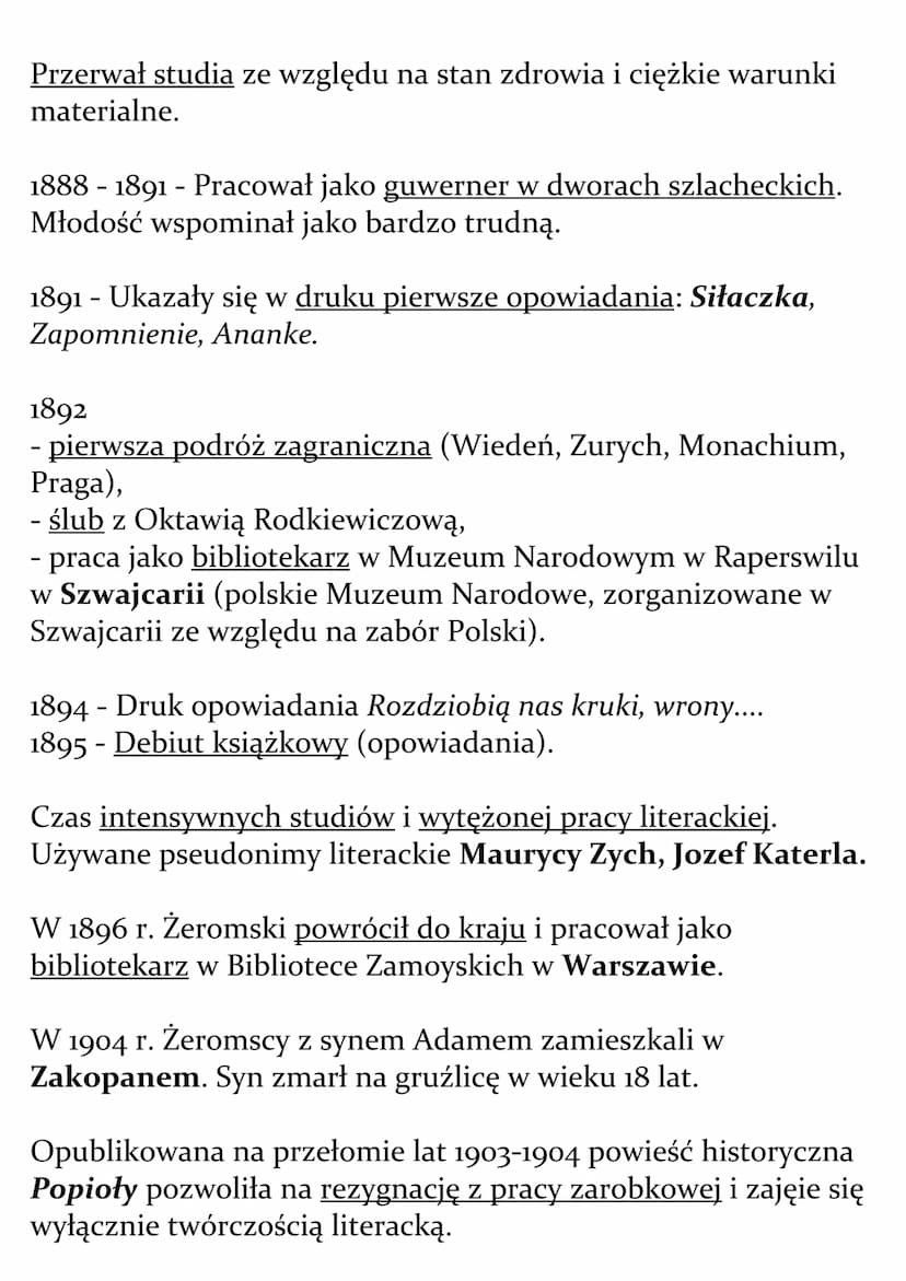Stefan Żeromski - biografia
Urodził się 14 X 1864 r. w Strawczynie (ziemia kielecka).
Był jedynym synem państwa Żeromskich (zubożałej rodzin