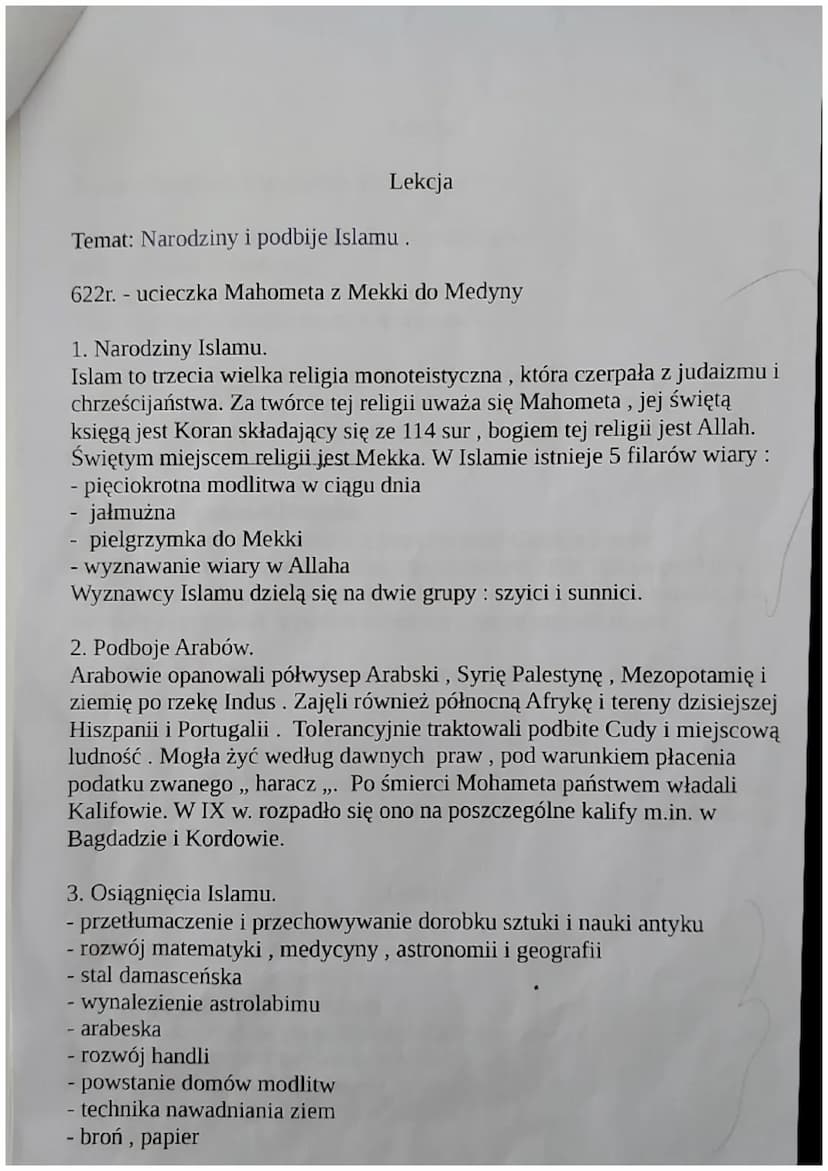DZIAŁ IV
Lekcja
Temat: Cesarstwo Bizantyjskie.
476r. - początek średniowiecza ( początek cesarstwa zachodnio-
rzymskiego)
1492r. - koniec śr