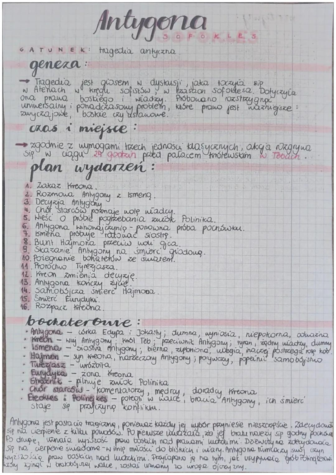 # Antygona

GATUNEK tragedia antyczna

geneza

Tragedia jest gissem w dystausji, jatka sip
w Atenach w kręgle sofistów, w zastaon sofoblesa.