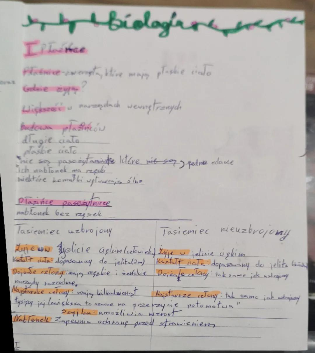 Biologia kl 6: Rozdział o parzydełkowcach