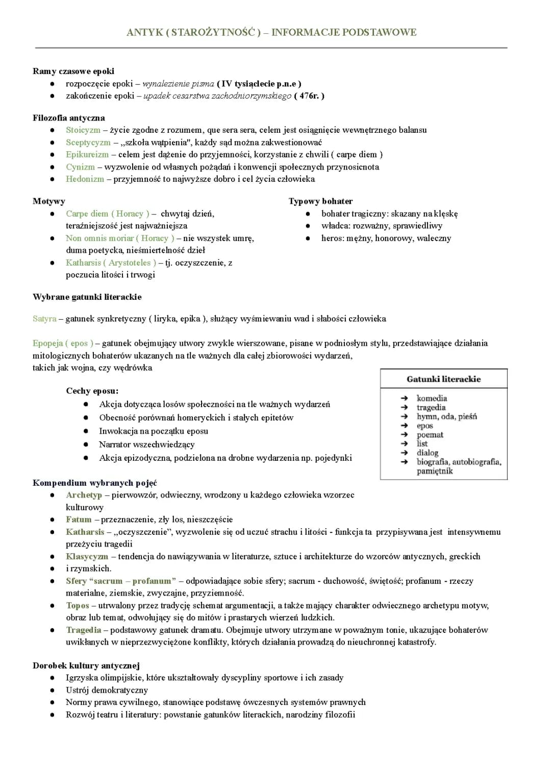 Antyk ( Starożytność ) – informacje podstawowe