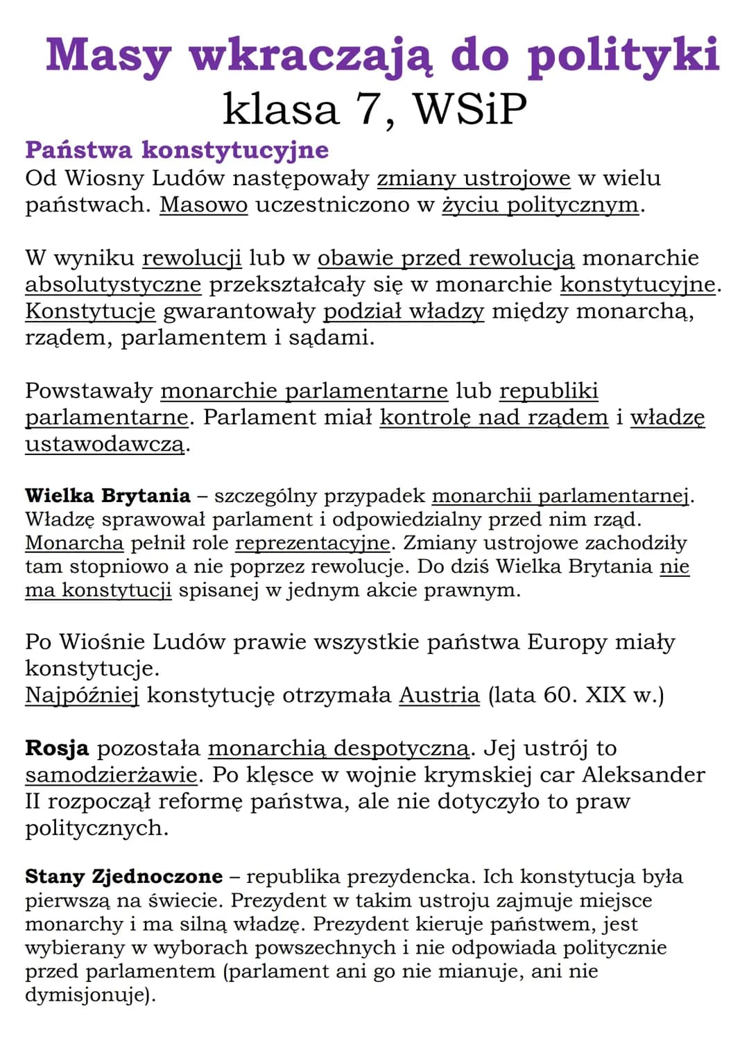 Masy wkraczają do polityki (klasa 7, WSiP)
