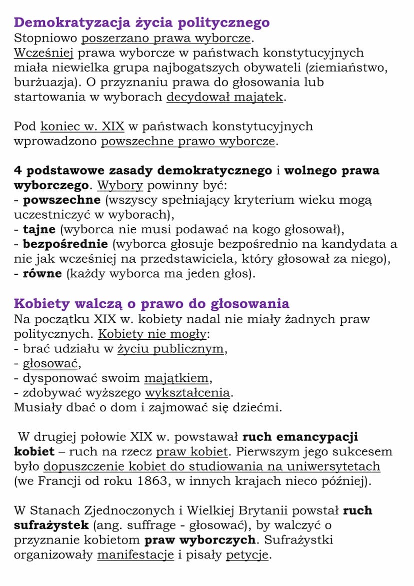 Masy wkraczają do polityki
klasa 7, WSiP
Państwa konstytucyjne
Od Wiosny Ludów następowały zmiany ustrojowe w wielu
państwach. Masowo uczest