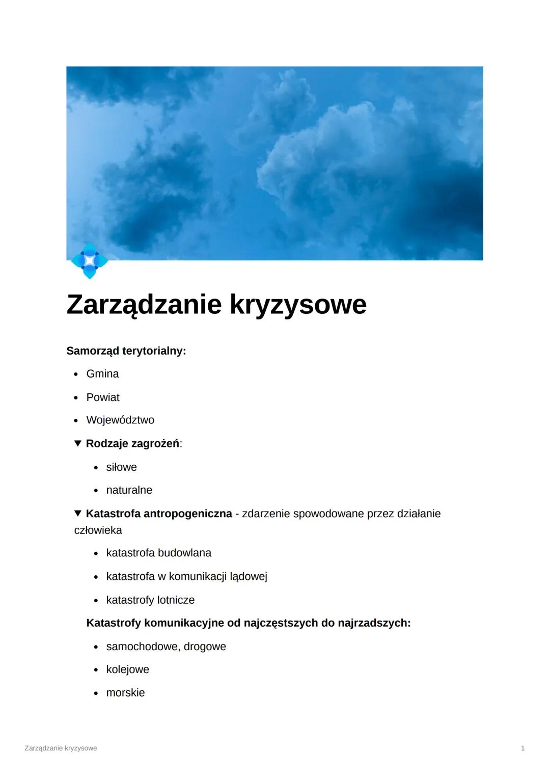 Zarządzanie Kryzysowe - Kluczowe Informacje