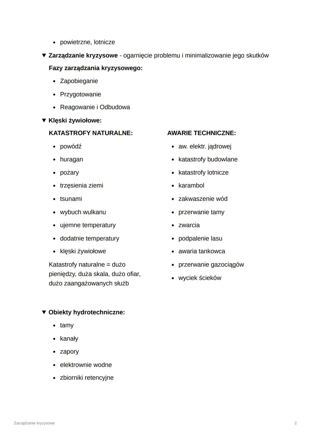Zarządzanie kryzysowe
Samorząd terytorialny:
. Gmina
• Powiat
• Województwo
▼ Rodzaje zagrożeń:
• siłowe
• naturalne
▼ Katastrofa antropogen