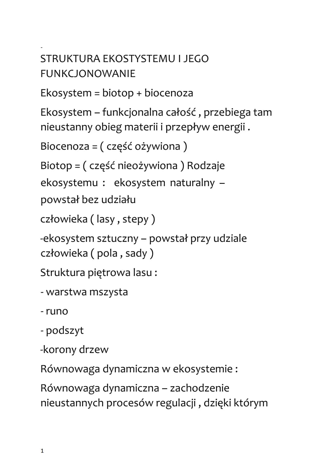 
<p>Ekosystem składa się z dwóch głównych elementów: biotopu oraz biocenozy. Jest to funkcjonalna całość, w której zachodzi nieustanny obieg
