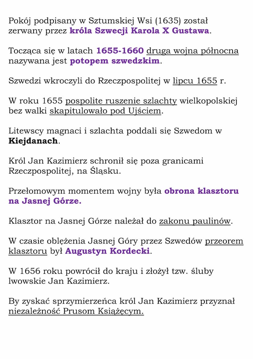 Wojny ze Szwecją. Potop
szwedzki.
Panująca w Rzeczpospolitej dynastia Wazów
sprawowała dziedziczne rządy w Szwecji.
W roku 1592 władzę w Szw