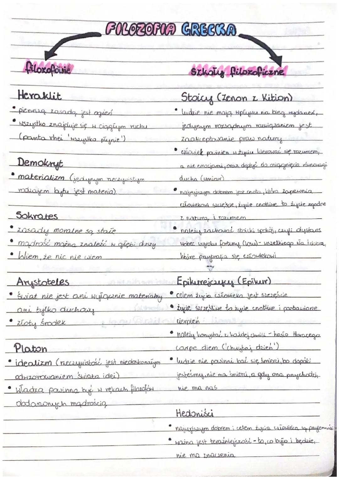 # FILOZOFIA GRECKA

filozofowie

Heraklit

*   pierwszą zasadą, jest ogień
*   wszystko znajduje się w ciągłym ruchu
    (panta thei wszystk