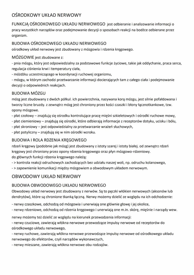 UKŁAD NERWOWY
BUDOWA I DZIAŁANIE UKŁADU NERWOWEGO
FUNKCJE UKŁADU NERWOWEGO
-> odbiór i analiza bodźców pochodzących ze środowiska zewnętrzne