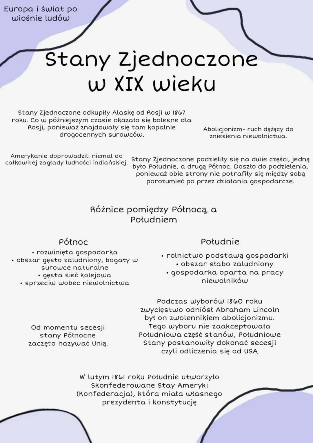 Europa i świat po
wiośnie ludów
Stany Zjednoczone odkupity Alaskę od Rosji w 1867
roku. Co w późniejszym czasie okazało się bolesne dla
Rosj