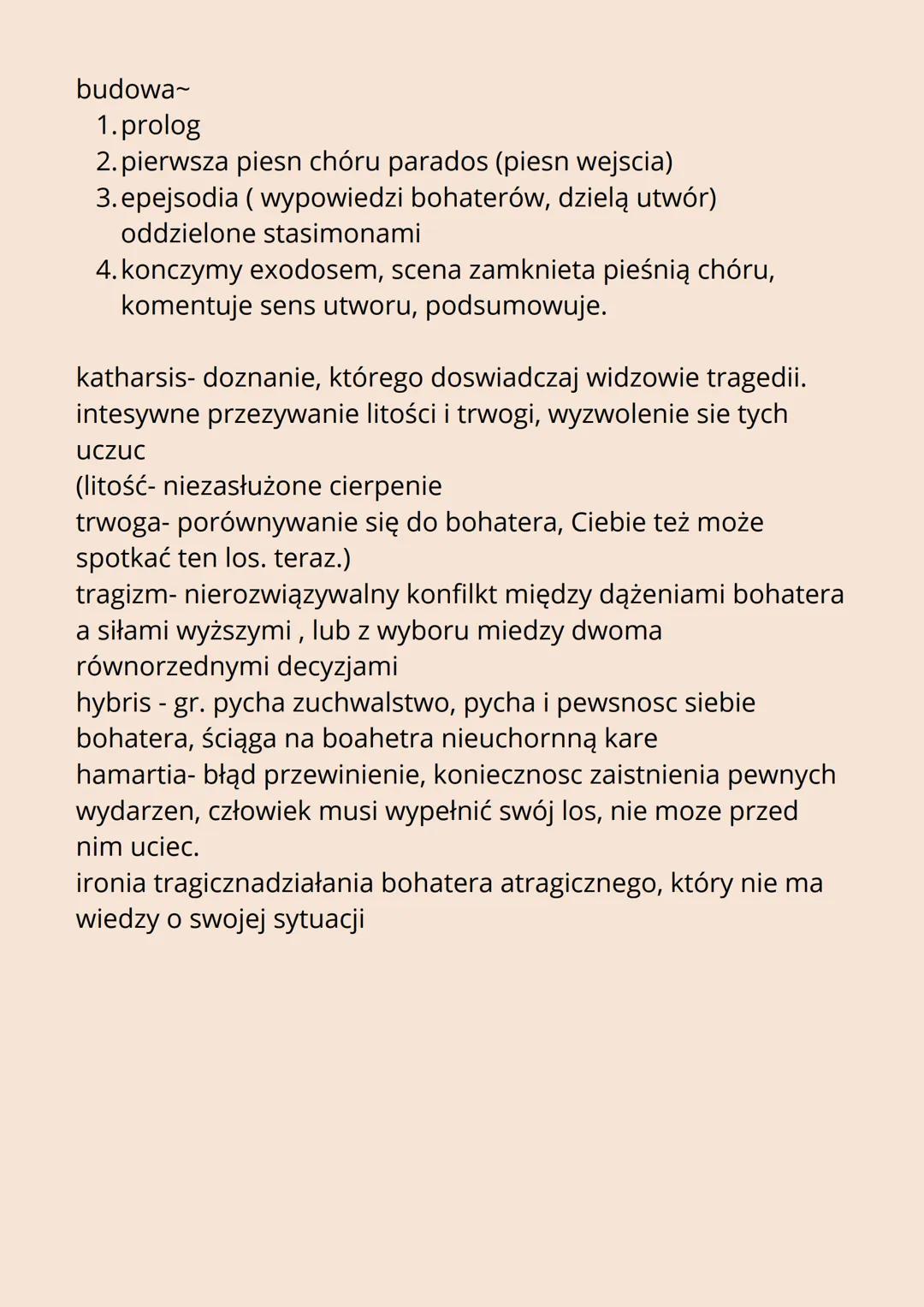 Antygona - Sofokles
najważniejsze informacje w pigłce:
1. Przestrzega zasady trzech jedności obecny jest chór komentujący wydarzenia,
bohate