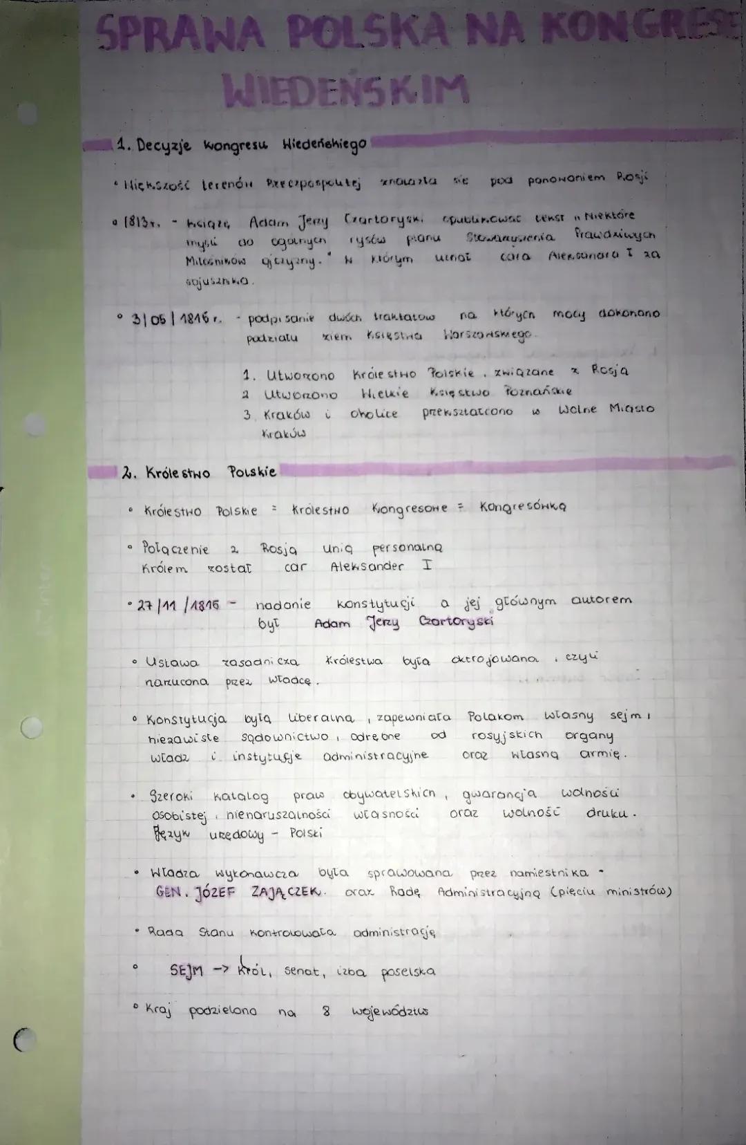 Historia Polski na Kongresie Wiedeńskim