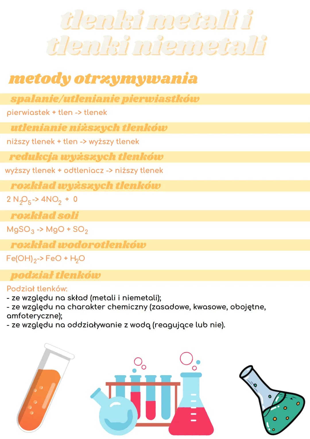 tlenki metali i
tlenki niemetali
metody otrzymywania
spalanie/utlenianie pierwiastków
pierwiastek + tlen -> tlenek
utlenianie niższych tlenk