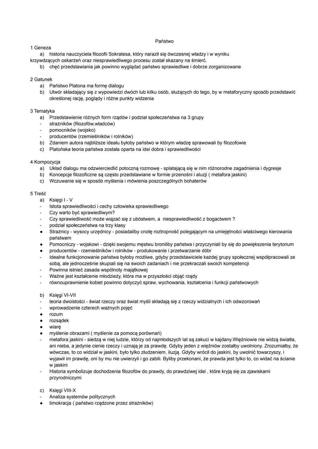# Państwo

1 Geneza

a) historia nauczyciela filozofii Sokratesa, który naraził się ówczesnej władzy i w wyniku
krzywdzących oskarżeń oraz n
