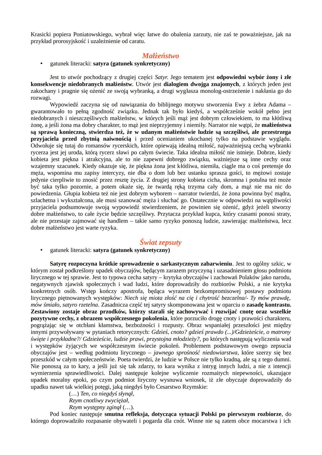 --- OCR Start ---
satyry Ignacego Krasickiego
Wydane w dwóch księgach Satyry Krasickiego obnażają i ośmieszają liczne wady społeczeństwa
pol