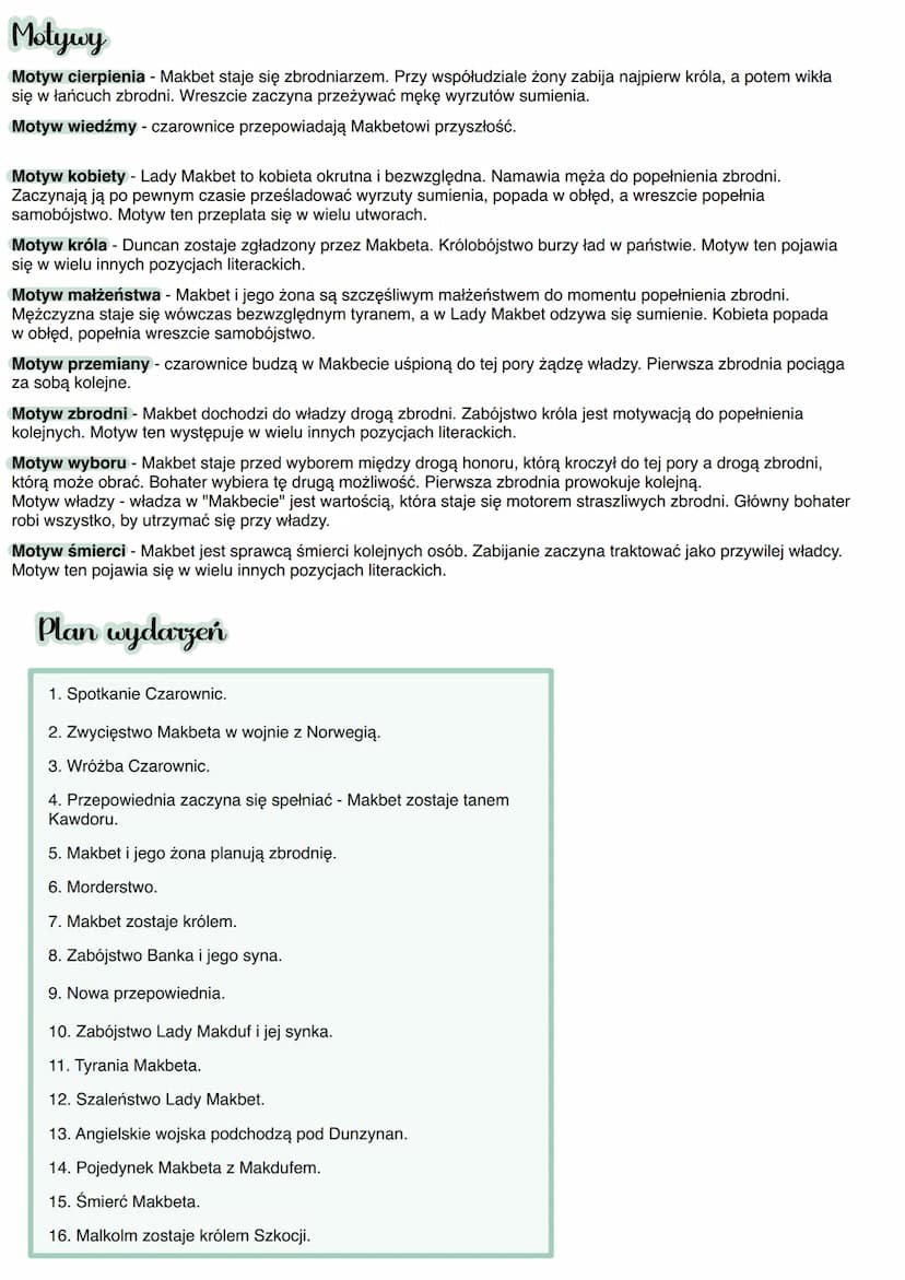 Makbet
William Szekspir
Problematyka
Głównym problemem, na który Szekspir zwraca uwagę, jest wzajemny stosunek człowieka i zła. Autor wyraża