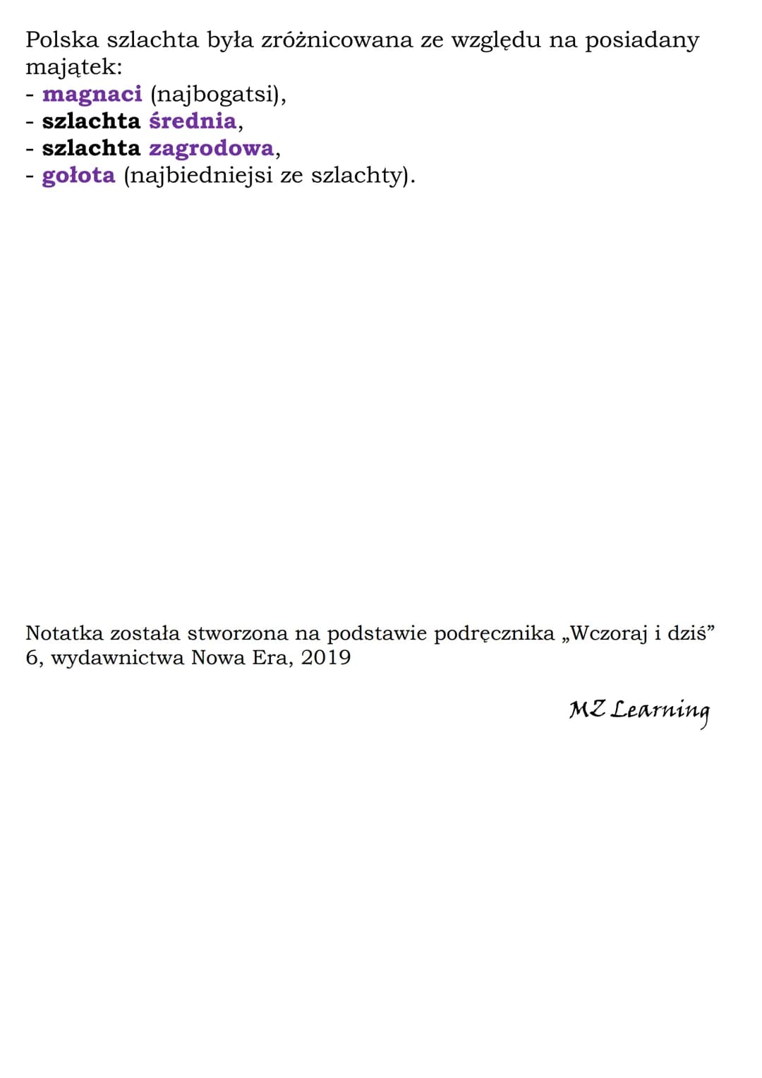 Demokracja
szlachecka
Kl 6, NE
Szlachta - potomkowie rycerzy, zajmujący się zarządzaniem
swoimi majątkami ziemskimi. 10 % społeczeństwa Pols