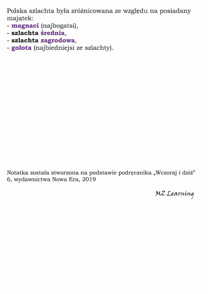 Demokracja
szlachecka
Kl 6, NE
Szlachta - potomkowie rycerzy, zajmujący się zarządzaniem
swoimi majątkami ziemskimi. 10 % społeczeństwa Pols