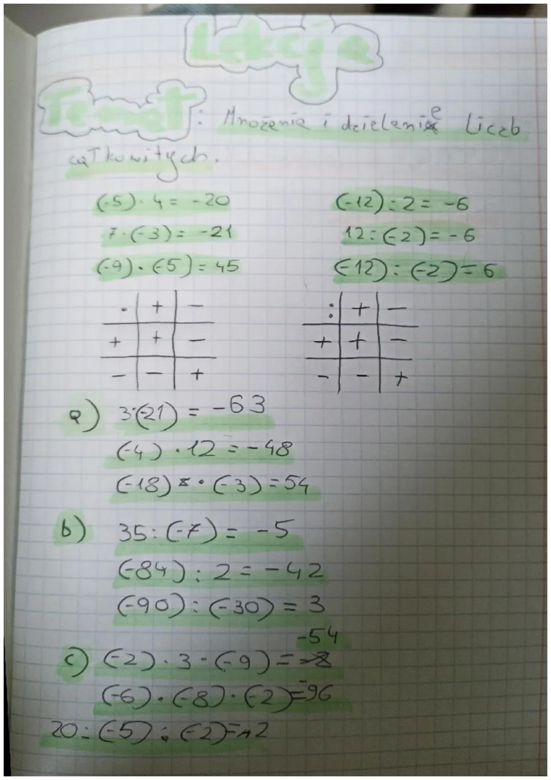Rust
całkowitych.
(-5)-4=-20
P
e
Množenie i dzielenie liczb
7-(-3)=-21
(-9). (5) = 45
+
.
+
+
(-12):2=-6
12:2)=-6
(12) (2)=6
: +
++
+
+
=-63